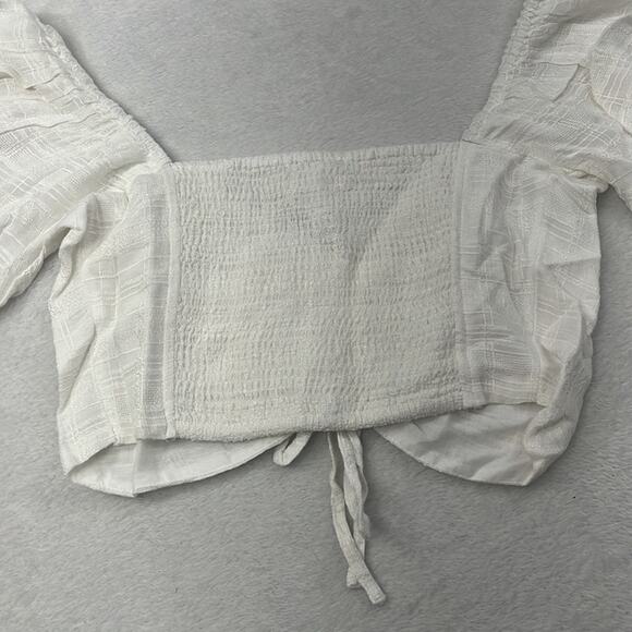 NWT L*Space Farryn‎ Top White Puffy Smocked Crop Top - Picture 15 of 16